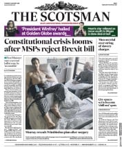 The Scotsman (UK) Newspaper Front Page for 9 January 2018