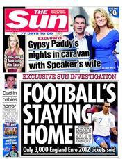 The Sun (UK) Newspaper Front Page for 11 May 2012