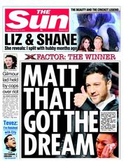 The Sun (UK) Newspaper Front Page for 13 December 2010