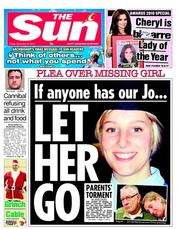 The Sun (UK) Newspaper Front Page for 24 December 2010