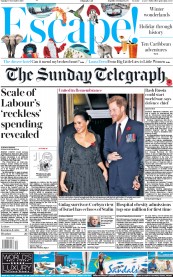The Sunday Telegraph (UK) Newspaper Front Page for 10 November 2019