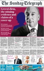 The Sunday Telegraph (UK) Newspaper Front Page for 10 February 2019
