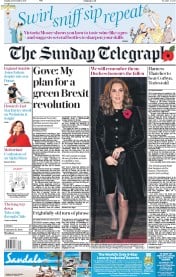 The Sunday Telegraph (UK) Newspaper Front Page for 12 November 2017