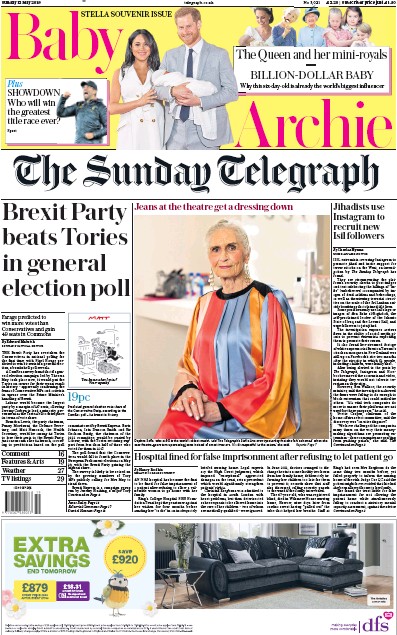 The Sunday Telegraph Newspaper Front Page (UK) for 12 May 2019