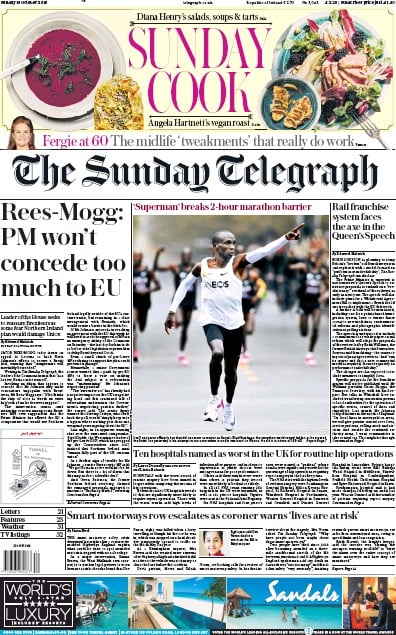 The Sunday Telegraph Newspaper Front Page (UK) for 13 October 2019