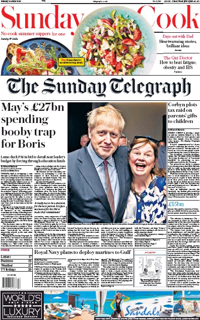 The Sunday Telegraph Newspaper Front Page (UK) for 16 June 2019