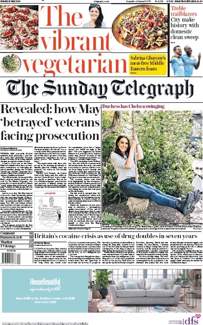 The Sunday Telegraph Newspaper Front Page (UK) for 19 May 2019