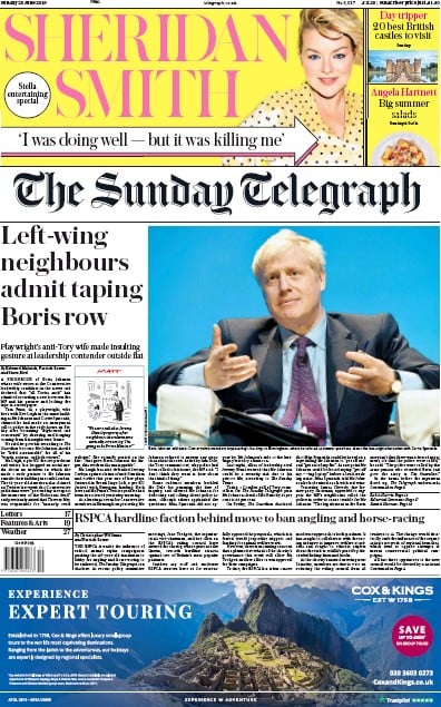 The Sunday Telegraph Newspaper Front Page (UK) for 23 June 2019