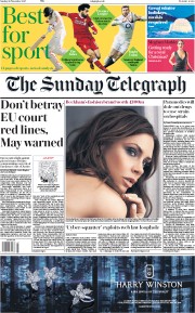 The Sunday Telegraph (UK) Newspaper Front Page for 26 November 2017