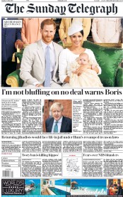 The Sunday Telegraph (UK) Newspaper Front Page for 7 July 2019