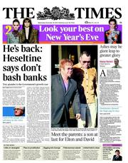 The Times (UK) Newspaper Front Page for 29 December 2010